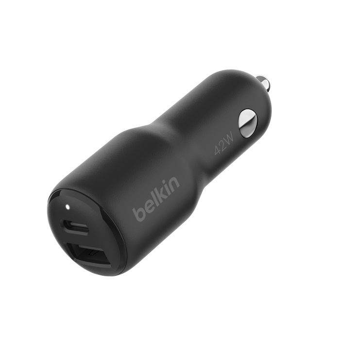 USB A USB C car charger fast charge iPhone Samsung Belkin US